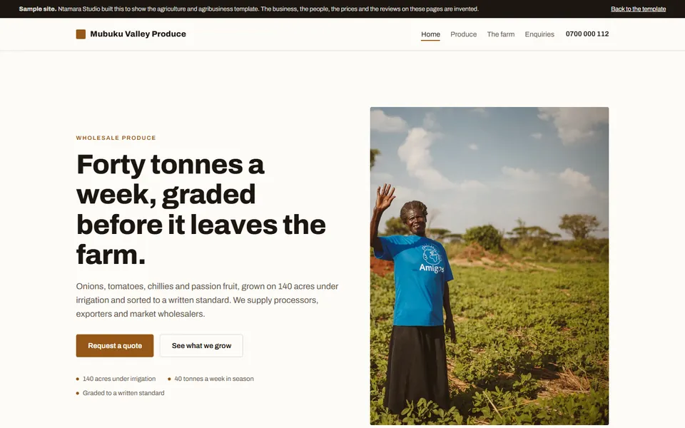 Mubuku Valley Produce, the agriculture and agribusiness sample site