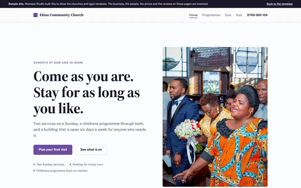 Ekisa Community Church, the churches and ngos sample site