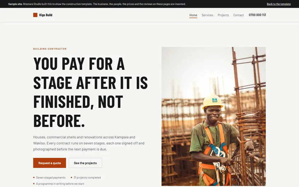 Kigo Build, the construction sample site