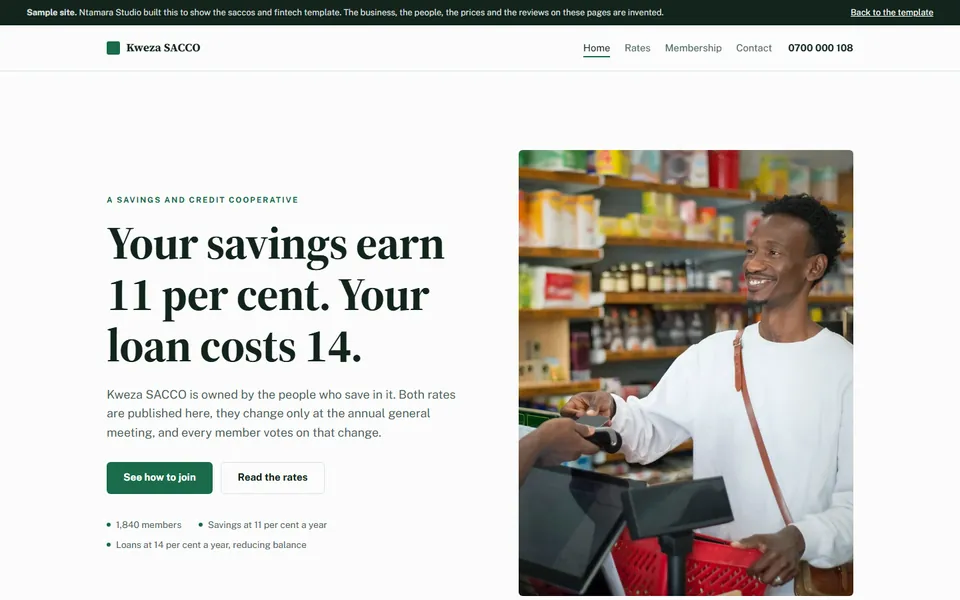 Kweza SACCO, the saccos and fintech sample site